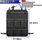 Tactical Molle Panel Car Seat Back Organizer, Waterproof Car Front Seat Protector with Multiple Pockets, Universal Kick Mat for Kids/Pets, Vehicle Backseat Storage Bag for Most Cars (Black)