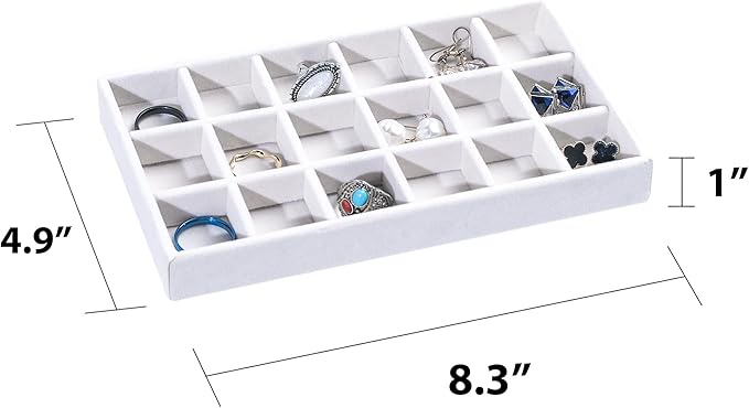 Frebeauty Jewelry Organizer Tray,Stackable Velvet Jewelry Trays,Drawer Inserts Earring Organizer For Women Jewelry Storage Di