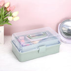 BTSKY 3-Layer Plastic Dividing Storage Box Craft Organizer and Storage with Adjustable Spacers Portable Handled Art Supply Or