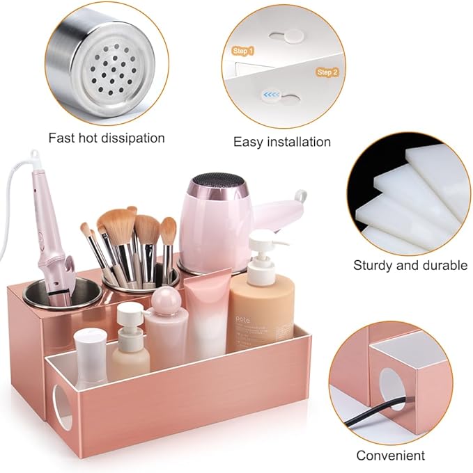 GFWARE Hair Tool Organizer - Bathroom Vanity Organizers and Storage, Hair Styling Accessories Hot Tools Organizer Hair Dryer,