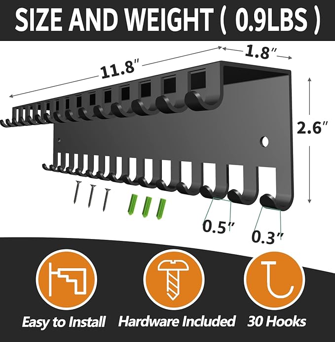 Necklace Jewelry Holder Wall Hanging Organizer Hangers Storage Mounted Shelf with 56 Hooks Tray Display Girls Women Metal Doo