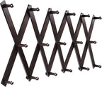 Homode Accordion Wall Hanger, Hat Hangers Wall Mounted, Wood Accordian Coat Rack with 17 Hooks, Expandable Peg Rack Wall Orga