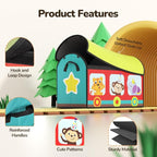 YOHOOLYO Toy Storage Organizer for Kids, 28.3x12.6x17.3 Large Sturdy Flip-Top Toy Box with Fabric Lid & Handles, Cute Train D