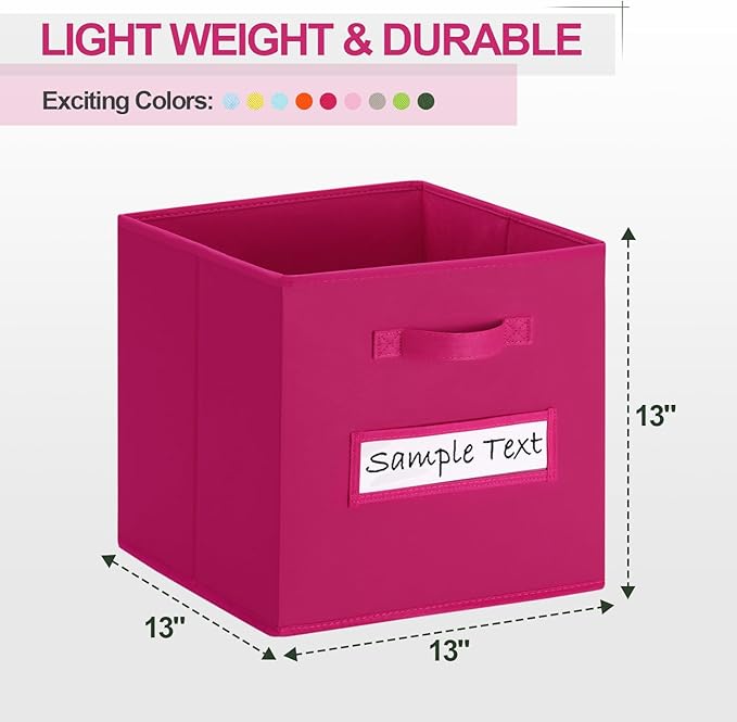 artsdi 13x13 storage cube bins (Set of 10) Foldable Fabric storage cubes with 10 Labels Window Cards & a Pen,13 inch cube sto