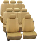 FH Group Three Row Car Seat Covers Deluxe Leatherette with 8 Seater, Airbag Compatible and Rear Split – Universal Fit for Car
