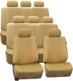 FH Group Three Row Car Seat Covers Deluxe Leatherette with 8 Seater, Airbag Compatible and Rear Split – Universal Fit for Car
