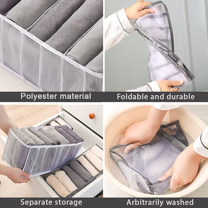 HSLFUAI Bra Organizer for Drawer, 2 Pack Bras Storage Organizer with Compartments, Drawer Organizer for Bras (White-6S-2PCS)