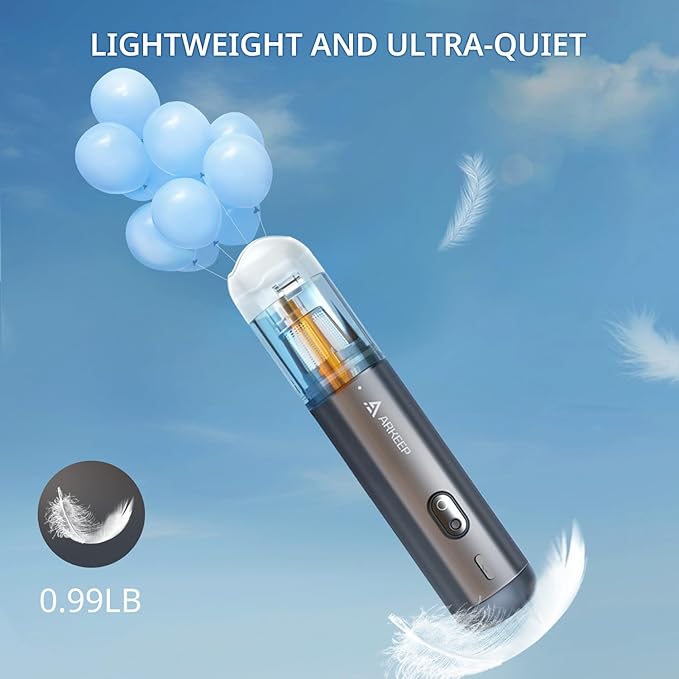 Car Vacuum 15KPa Handheld Vacuum Cordless, Portable Vacuum Cleaner with HEPA Filter, 2 Suction Modes, Type-C Charging, Lightw