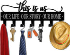Key Holder Wall Mount, This is Us Sign, Key Holder Wall for Wall Decorative with 6 Hooks, Organizer Rack Hanger for Entryway,