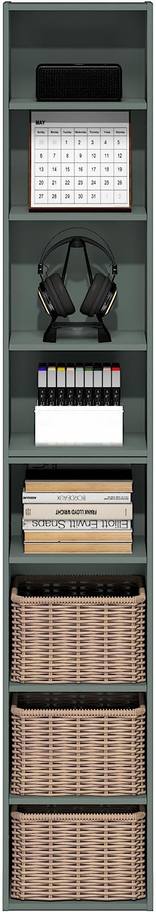 Furinno PASIR Book Shelf, 8-Tier Separable Tall Bookshelf, Stackable Bookcase with Adjustable Open Shelf, 9.3 x 11.8 x 70.9, 