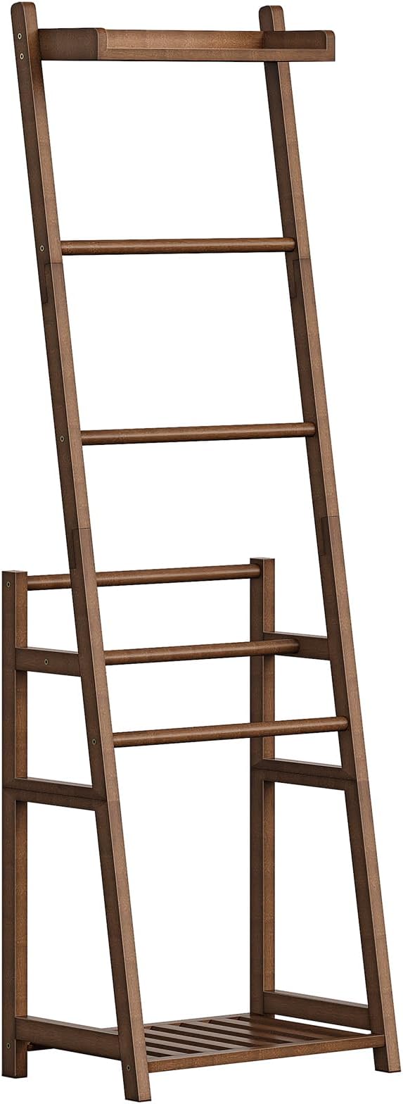 HOOBRO Blanket Ladder, 3-Tier Towel Rack, Bamboo Blanket Rack, Blanket Stand, Blanket Ladders for Bedroom, Quilt Ladder for L