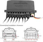 Car Reverse Backup Parking Sensor System Universal LED Parking Detector Monitor with 8 Sensor, 12V DC, 0.3-2.5m