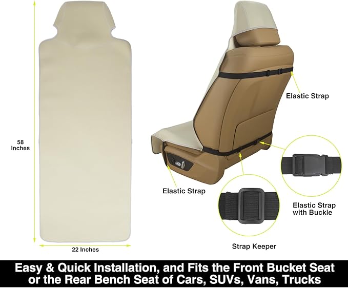 Waterproof Neoprene Car Seat Cover, Sweatproof Non-Slip Seat Protector, Universal Fit for Front Bucket or Rear Bench Seat of 