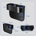 Car Cup HolderSeat Wedge Cup Holder for Car, Seat Gap Filler Cup Organizer Storage Box with Coaster (Black 1Pcs)