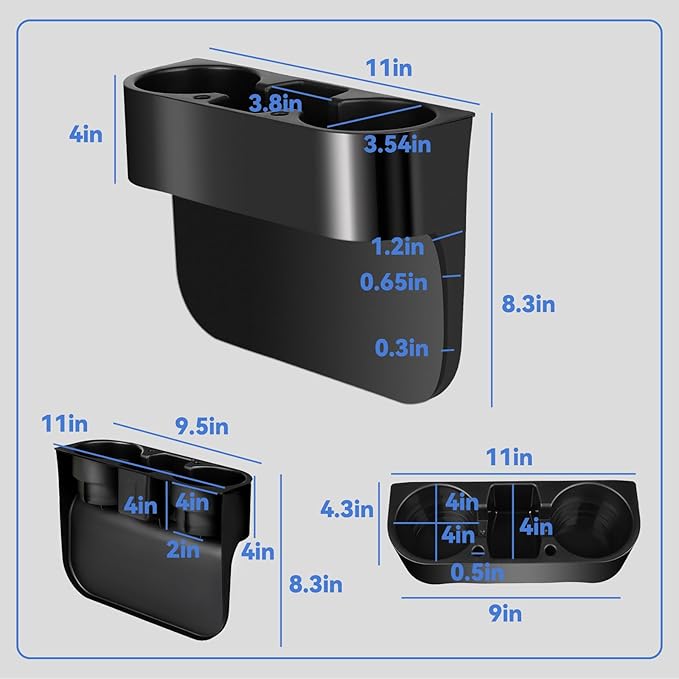 2PCS Seat Wedge Cup Holder for Car, Seat Gap Filler Cup Organizer Storage Box with Coaster(Black)