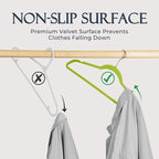 HOUSE DAY Vibrant Green Velvet Hangers 60 Pack, Non Slip Clothes Felt Hanger Heavy Duty for Coat, Premium Slim Space Saving S