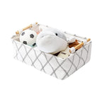 Decorative Collapsible Rectangular Fabric Storage Bin Organizer Basket with Wooden Handles for Clothes Storage,15.4x10.6x5.1 
