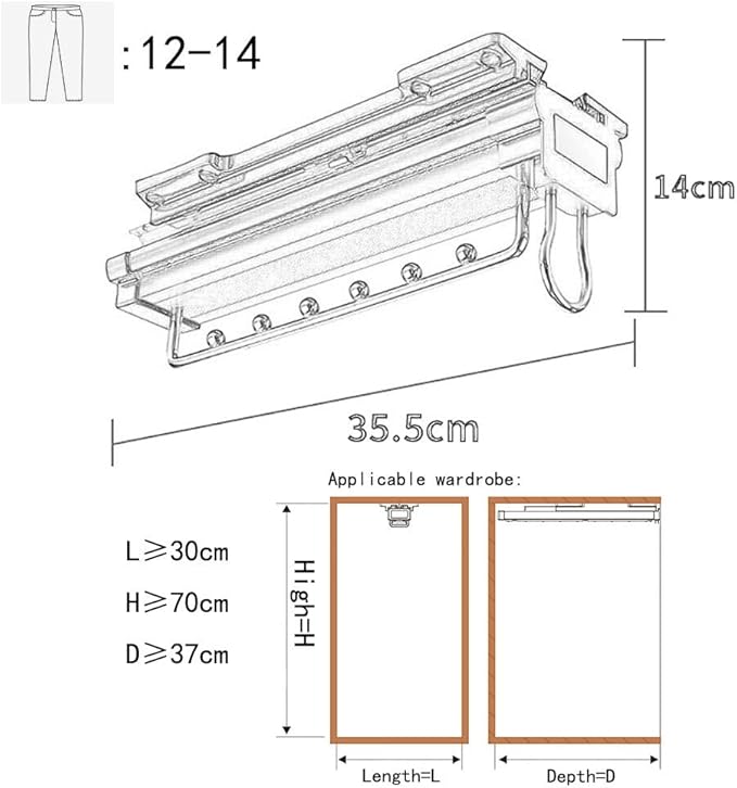 Closet Rods Clothes Rail Extendable Coat Hanger, Alloy Trouser Rack for Wardrobe, Double Slide, Multifunctional Storage, Hang