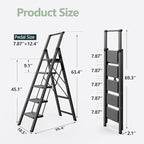 WOA WOA 5 Step Ladder for 10 Feet High Ceiling, Lightweight Foldable Ladder with Non-Slip Wide Pedals, Step Stool with Safe H