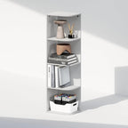 Furinno Reed Corner Shelf, 4-Tier Corner Bookshelf, Book Shelf, Corner Shelves, Storage Rack, for Organization and Storage, H
