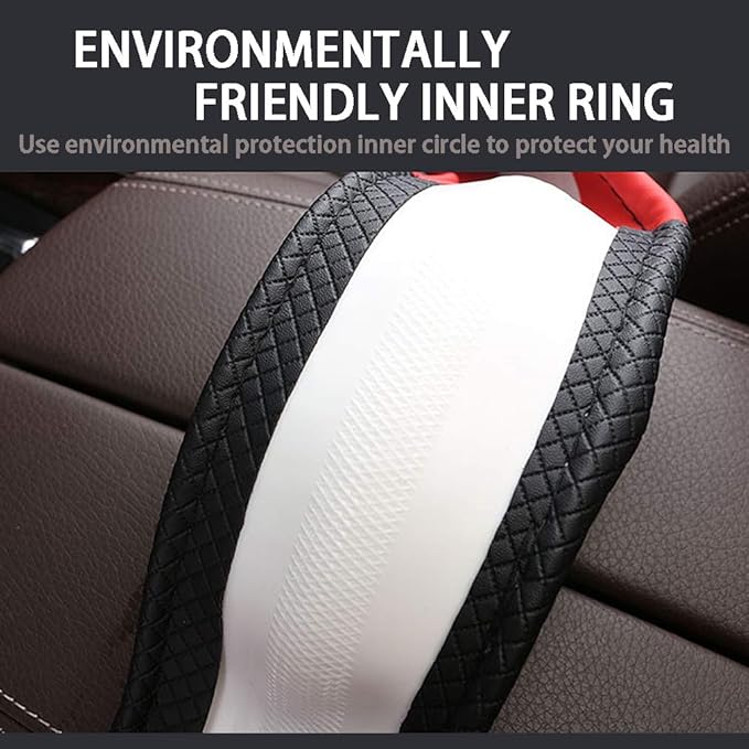 Car Steering Wheel Cover with Durable PU Leather, Universal 15 inch Fit for Car Truck SUV, Breathable Anti Slip Auto Steering Wheel Covers for Men and Women