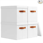 Homsorout Storage Bins with Lids - Fabric Storage Baskets for Shelves, 4 Pack Foldable Decorative Boxes with Handles, Stackab