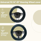 AEGIS Cover Sheepskin Steering Wheel Cover Premium Luxury AUS Genuine Merino Wool All-Season Non-Slip for Cars Fits 14.5-15.5" Wheels (Charcoal)