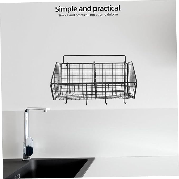 Amosfun Kitchen Wall Organizer Wire Basket for Fruits and Vegetables Divided Storage Rack Space Saving Design for Kitchen Sea