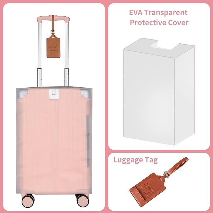 WireHot 22x14x9 Airline Approved Vintage Style Carry On Luggage with Backpack Sets for Women, ABS+PC Hardshell Small 20 inch 