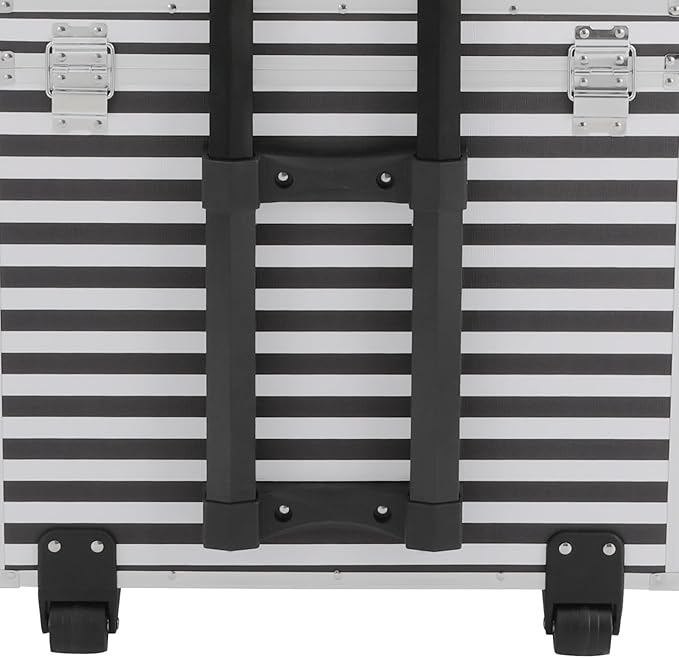 Locking File Box Aluminum Alloy Portable Storage Case with Telescopic Handle Mobile File Organizer with Combination Lock Roll