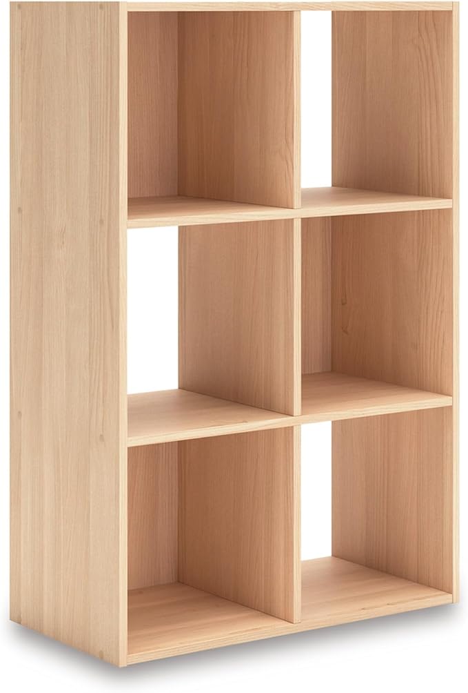 Signature Design by Ashley Piperton 3-Tier Floor Standing 6 Cube Organizer for Living Room, Wood, Works with 10.5" W x 10.5" 