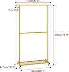 Sywhitta Double Rod Clothing Garment Rack, Rolling Coat Hanger with Bottom Mesh, Clothing Rack for Hanging Clothes, Coats, Sk