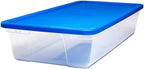 HOMZ 2-Pack Snaplock, Large Clear Plastic Storage Organizer Bins w/Lids, 41 Quart, Blue - Stackable Container Boxes for Bedro