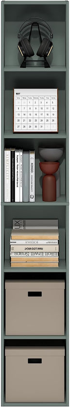 Furinno LUDER Book Shelf, 6-Tier Tall Modern Bookshelf, Bookcase with Open Shelving, Floor Standing Shelves, 9.3 x 12 x 71, f