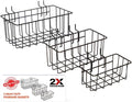 Heavy Duty Peg Board Hook Baskets for ¼ Pegboard Holes, Set of 3 Black Wire Baskets, Extra Thick Metal Fit Snugly in Pegboard