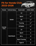 Car Floor Mats for Honda Civic 2022–2025,2026 Sedan (Not for Hatchback&Hybrid), Non-Slip TPE All-Weather Floor Liners and Trunk Cargo Mat Set, Custom Fit for Civic Sport 11th Gen Accessories 2026