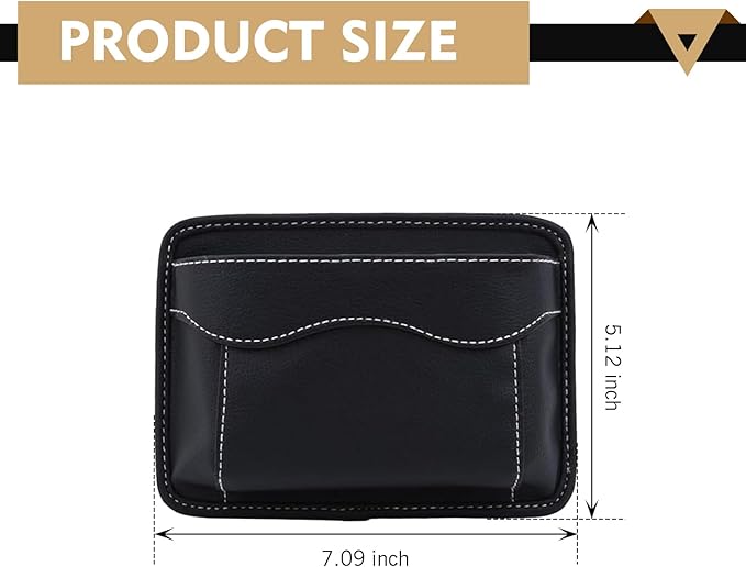 Car Seat Side Pocket Organizer, PU Leather Mini Auto Seat Storage Bag, Pen Phone Holder Tray Pouch Vehicle Seats Gap Filler, Universal Organize for Documents Registration Notepad