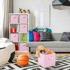 Stero Fabric Storage Bins 6 Pack Fun Colored Durable Storage Cubes with Fabric Handles Foldable Cube Baskets for Home, Kids R