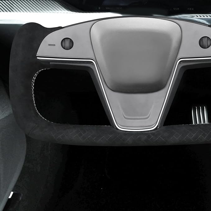 MEWANT Hand Stitched Tesla Model S Yoke Steering Wheel Cover Wrap for Tesla Model S 2021-2023 / Model X 2021-2023 Tesla Yoke Steering Wheel Accessories