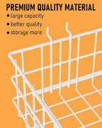 INCLY 4 Pack Pegboard Baskets Bins Set, 4 Size Square Style Metal White Wire Basket for Any Peg Board Organizing Tools, Pegbo