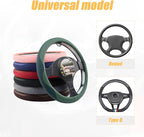 Car Steering Wheel Cover, Microfiber Breathable Ice Silk Leather Steering Wheel Cover Soft Anti-Slip Safety, 15inch Four Seas