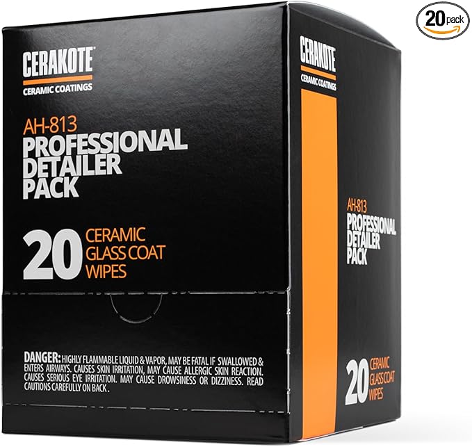 CERAKOTE Ceramic Glass Coat Protectant Pro Pack (20 Count Wipes) - Hydrophobic Automotive Rain Repellant, Long-Lasting and Du