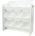 Humble Crew 9-Bin Toy Organizer – Cambridge White Plastic Bins, 3-Tier Storage Solution for Kids' Playrooms and Nurseries