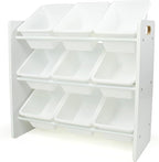 Humble Crew 9-Bin Toy Organizer – Cambridge White Plastic Bins, 3-Tier Storage Solution for Kids' Playrooms and Nurseries