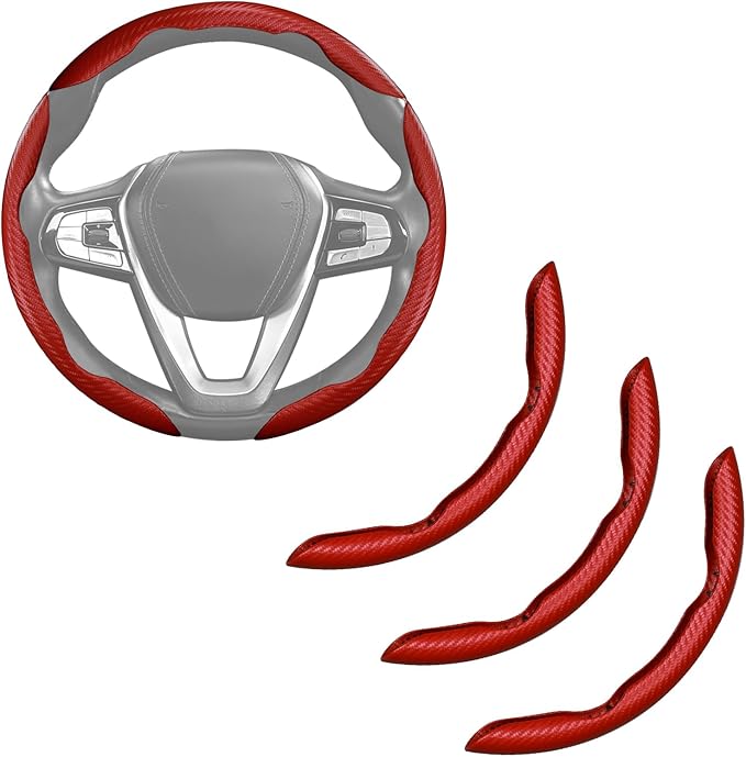 Carbon Fiber Steering Wheel Cover Anti-Slip Wrap Snap on Car