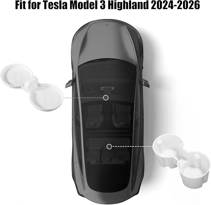 frani Cup Holder Set (2-Piece) Compatible with Tesla Model 3 2021-2026 & Highland Refresh - Premium Silicone Inserts for Cent