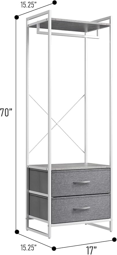 Sorbus Clothing Rack with Drawers - Clothes Stand Dresser - Wood Top, Steel Frame, & Fabric Drawers - Tall Closet Storage Org