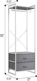 Sorbus Clothing Rack with Drawers - Clothes Stand Dresser - Wood Top, Steel Frame, & Fabric Drawers - Tall Closet Storage Org