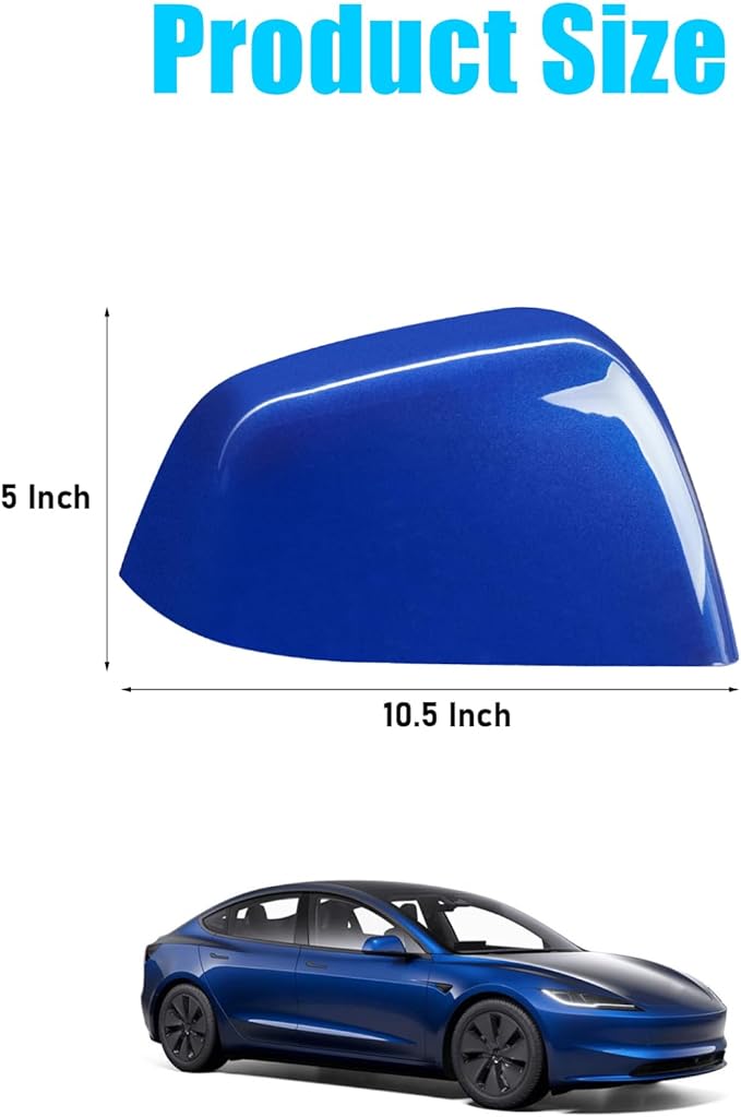 Jaronx Compatible with Tesla Model Y Side Mirror Cover Replacement 2020 2021 2022 2023 2024, Right Passenger Side Blue Door Wing Rearview Mirrors CoverCap for Tesla Model Y Accessories