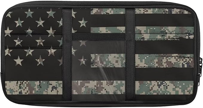 US Flag Print Car Sun Visor Storage Bag 11.81 x 5.9 Inch Multi-Function Organizer for Card Pen Invoice Pouch Case Bag Universal for Car Sun Visor Accessory,Camouflage Flag
